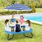 Kids Outdoor Play Table with Collapsible Umbrella and Heavy-Duty Metal Frame